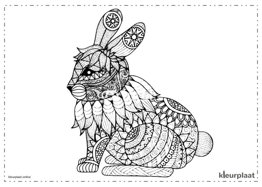 Mandala konijn mandala kleurplaat tekenen