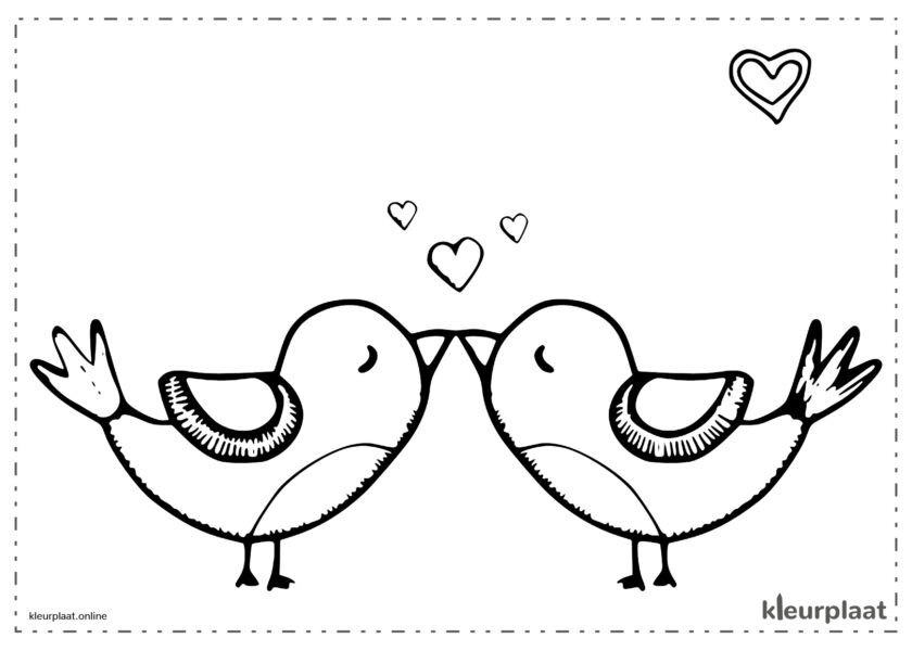 Kus van vogels op Valentijnsdag